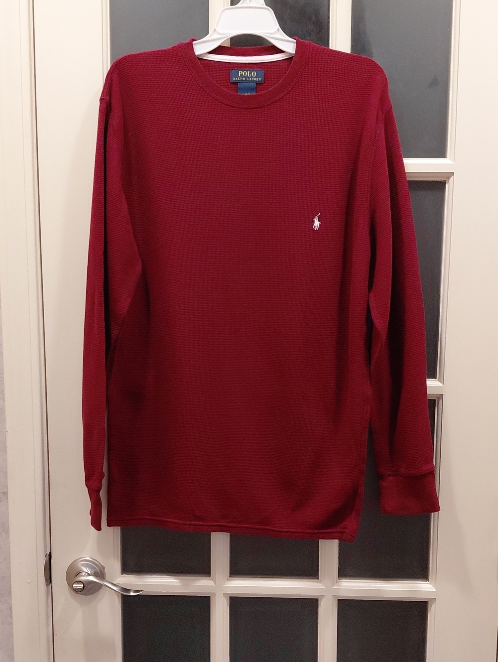 "Polo by Ralph Lauren" Unisex Sz.L, Long Sleeve Crewneck Shirt - Burgundy....